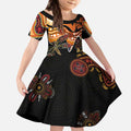 Dragonfly Aboriginal Australia Kid Short Sleeve Dress Indigenous Art