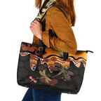 Dragonfly Aboriginal Australia Leather Tote Bag Indigenous Art