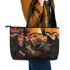 Dragonfly Aboriginal Australia Leather Tote Bag Indigenous Art
