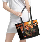 Dragonfly Aboriginal Australia Leather Tote Bag Indigenous Art