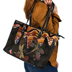 Dragonfly Aboriginal Australia Leather Tote Bag Indigenous Art