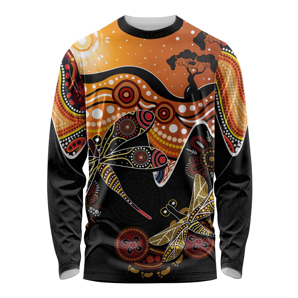 Dragonfly Aboriginal Australia Long Sleeve Shirt Indigenous Art