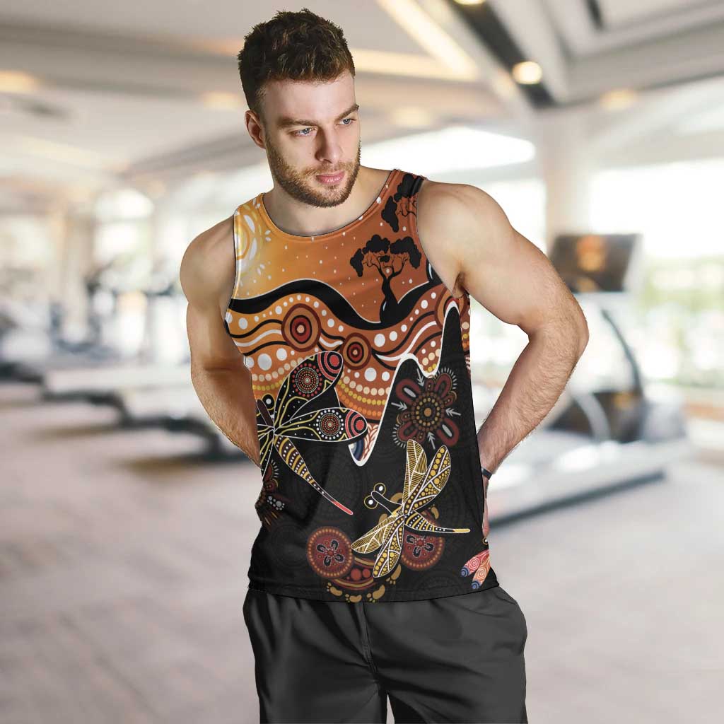 Dragonfly Aboriginal Australia Men Tank Top Indigenous Art