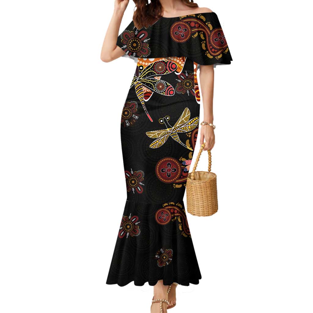 Dragonfly Aboriginal Australia Mermaid Dress Indigenous Art