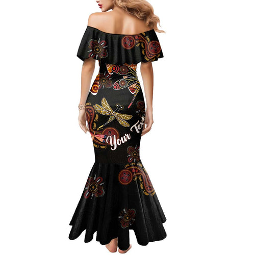 Dragonfly Aboriginal Australia Mermaid Dress Indigenous Art