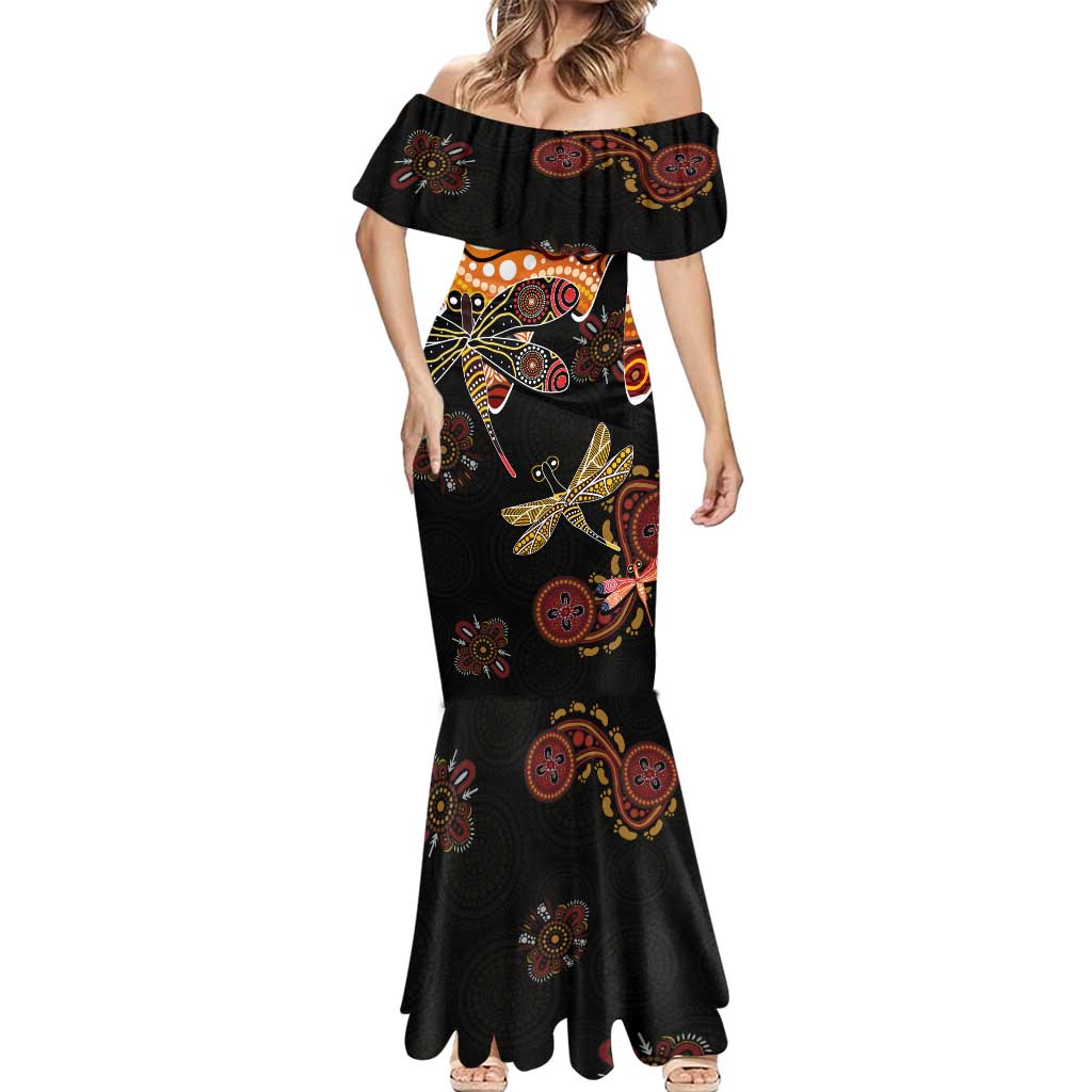Dragonfly Aboriginal Australia Mermaid Dress Indigenous Art