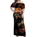 Dragonfly Aboriginal Australia Off Shoulder Maxi Dress Indigenous Art