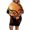 Dragonfly Aboriginal Australia Off Shoulder Short Dress Indigenous Art