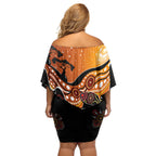 Dragonfly Aboriginal Australia Off Shoulder Short Dress Indigenous Art