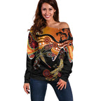 Dragonfly Aboriginal Australia Off Shoulder Sweater Indigenous Art