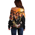 Dragonfly Aboriginal Australia Off Shoulder Sweater Indigenous Art