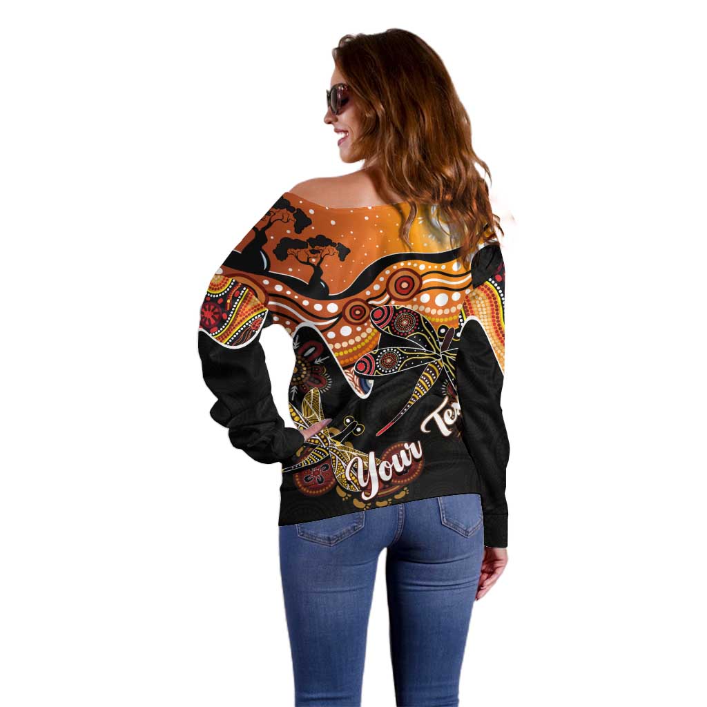 Dragonfly Aboriginal Australia Off Shoulder Sweater Indigenous Art