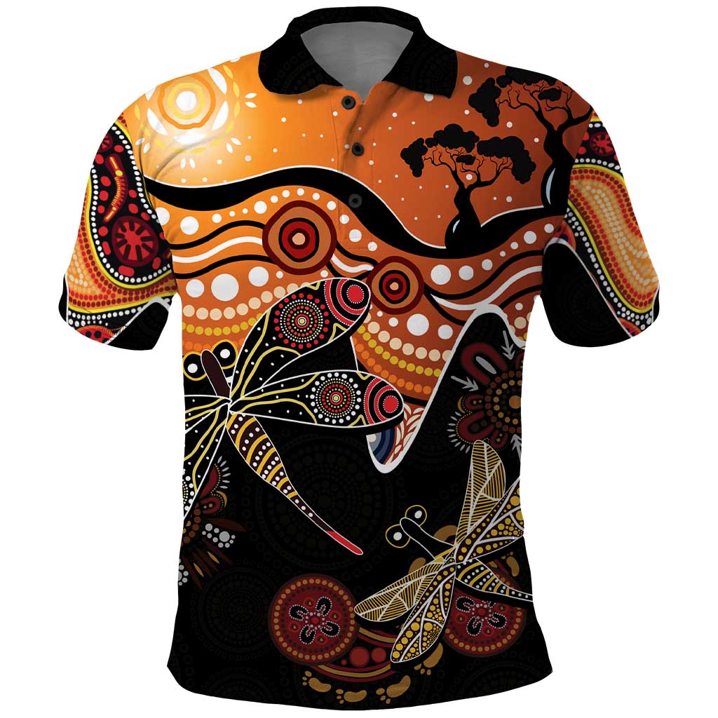 Dragonfly Aboriginal Australia Polo Shirt Indigenous Art