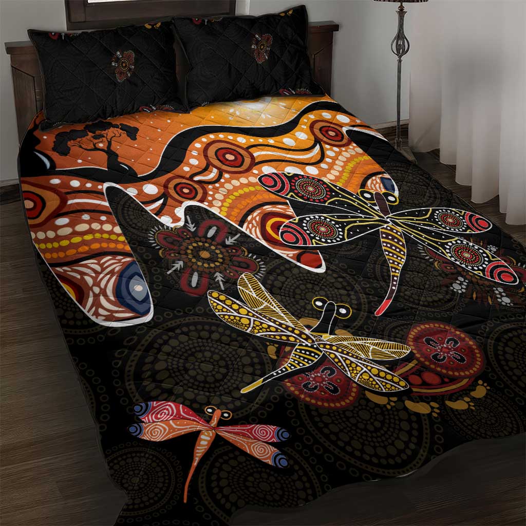 Dragonfly Aboriginal Australia Quilt Bed Set Indigenous Art