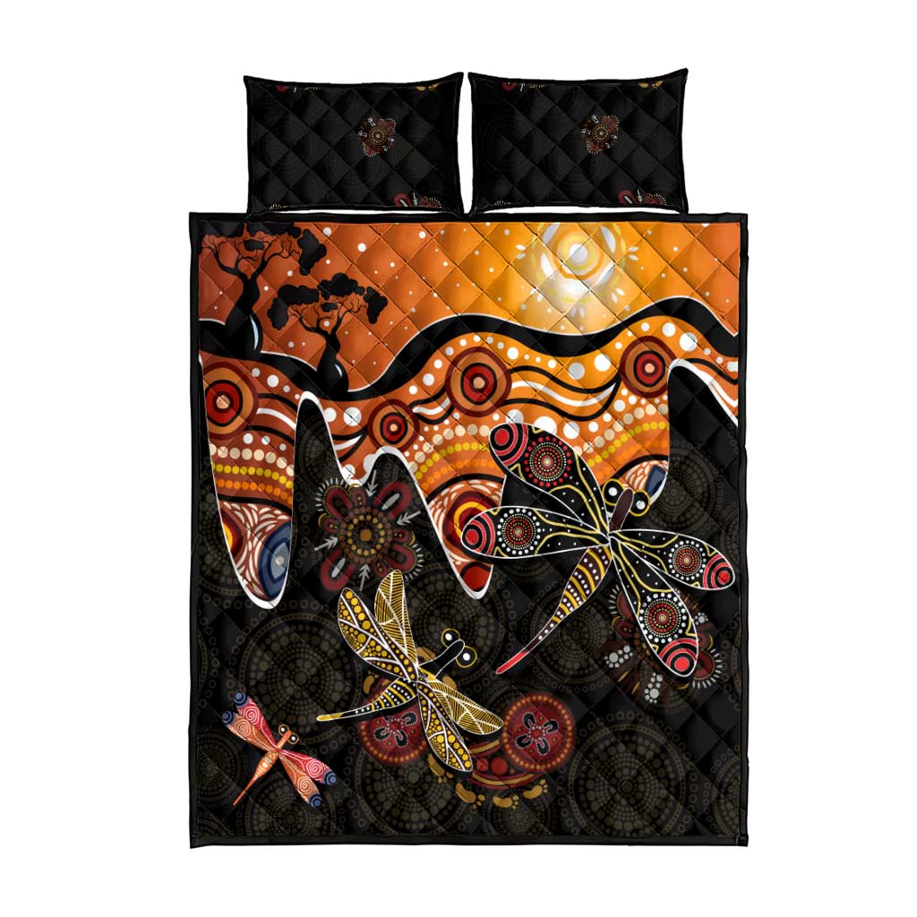 Dragonfly Aboriginal Australia Quilt Bed Set Indigenous Art