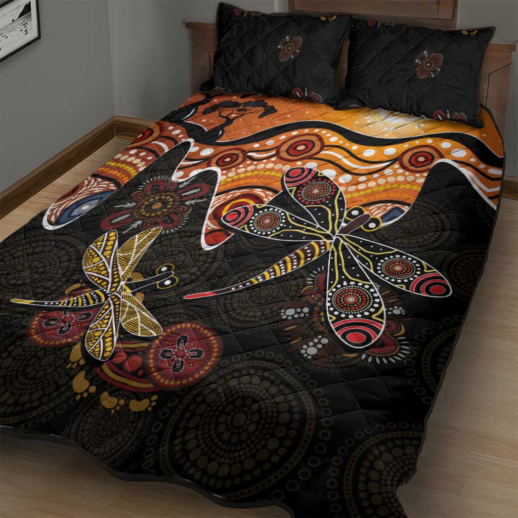 Dragonfly Aboriginal Australia Quilt Bed Set Indigenous Art