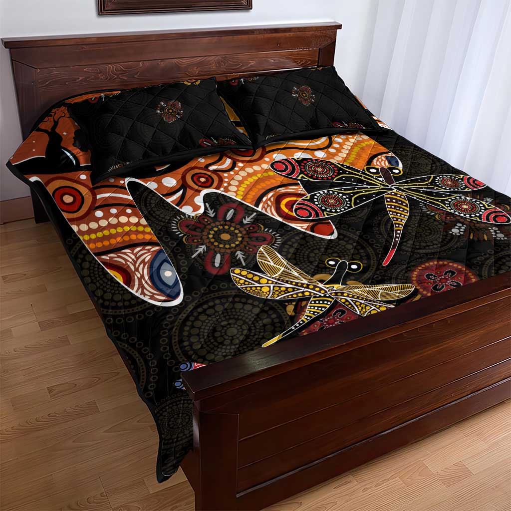 Dragonfly Aboriginal Australia Quilt Bed Set Indigenous Art