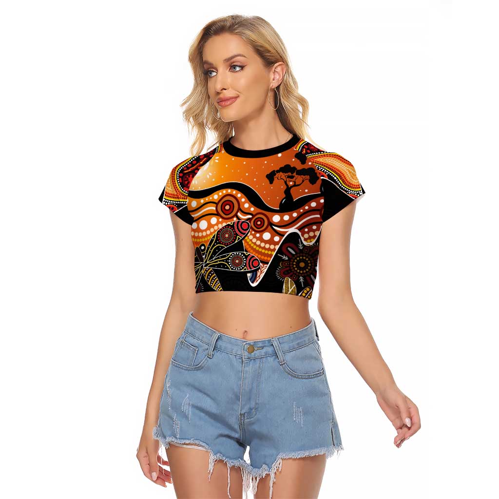Dragonfly Aboriginal Australia Raglan Cropped T Shirt Indigenous Art