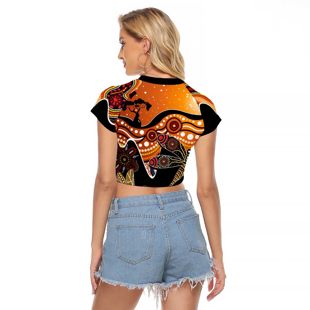 Dragonfly Aboriginal Australia Raglan Cropped T Shirt Indigenous Art