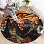 Dragonfly Aboriginal Australia Round Carpet Indigenous Art