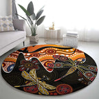 Dragonfly Aboriginal Australia Round Carpet Indigenous Art