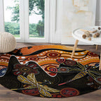 Dragonfly Aboriginal Australia Round Carpet Indigenous Art