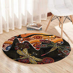 Dragonfly Aboriginal Australia Round Carpet Indigenous Art