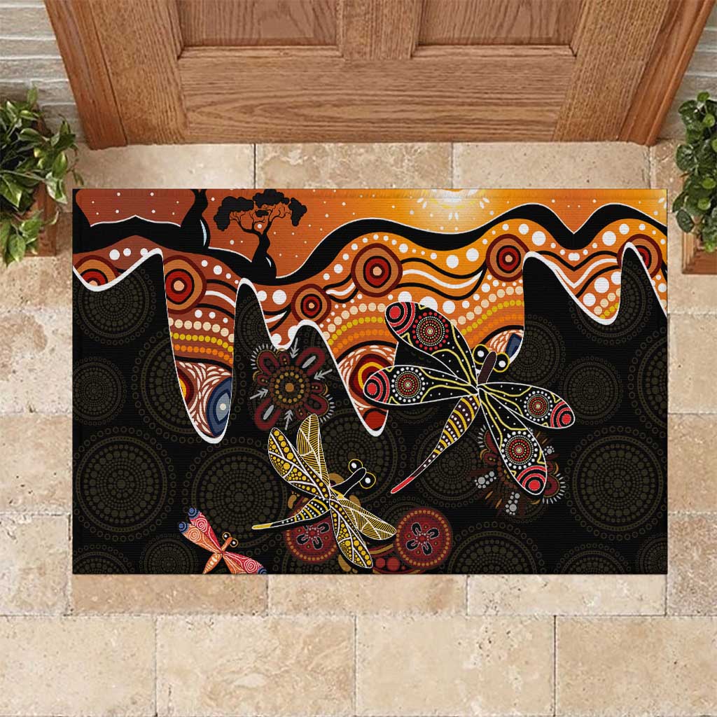 Dragonfly Aboriginal Australia Rubber Doormat Indigenous Art