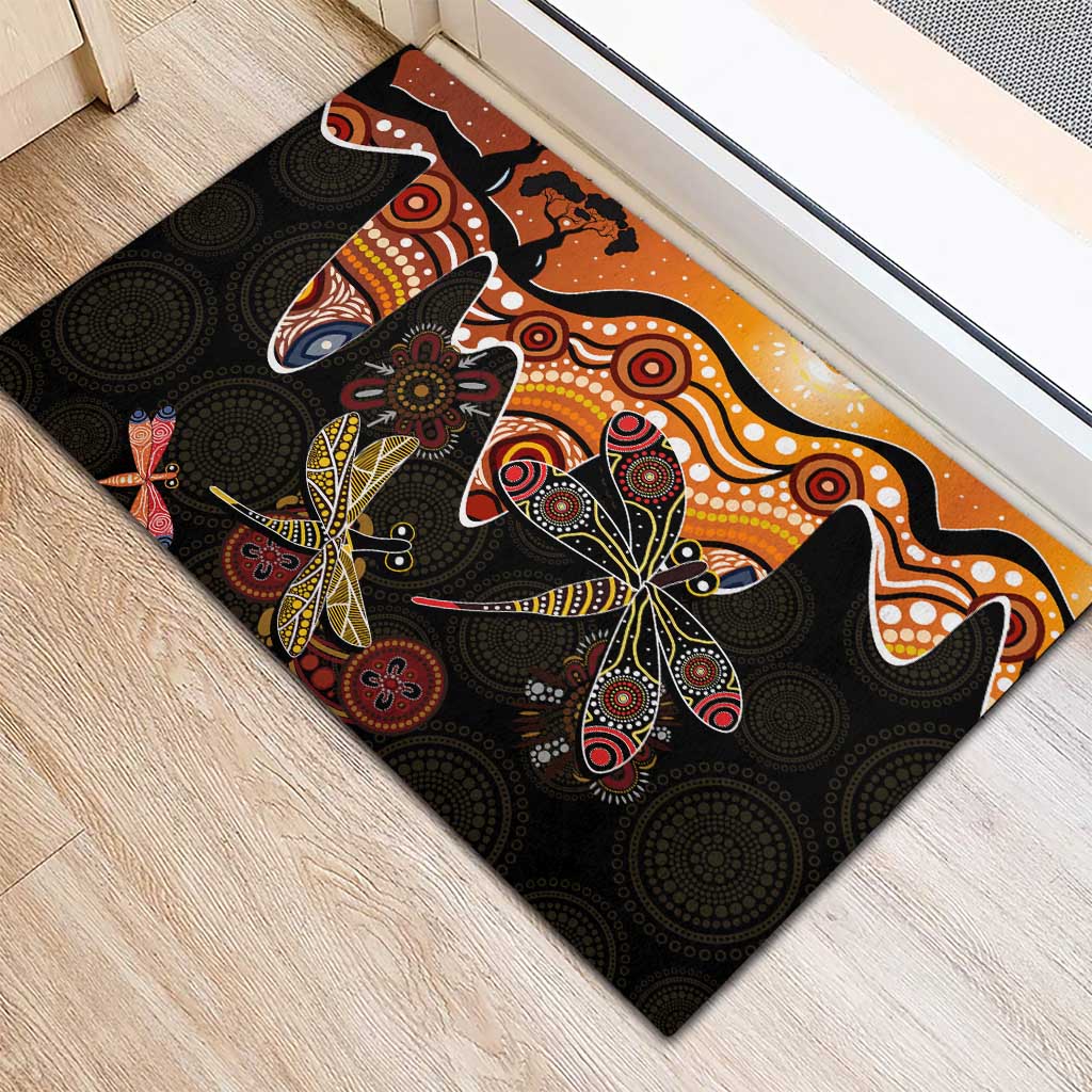 Dragonfly Aboriginal Australia Rubber Doormat Indigenous Art