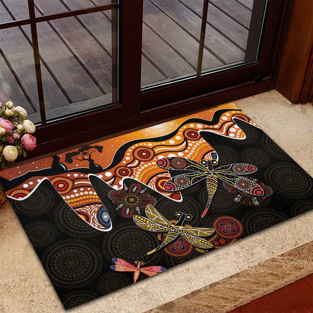 Dragonfly Aboriginal Australia Rubber Doormat Indigenous Art