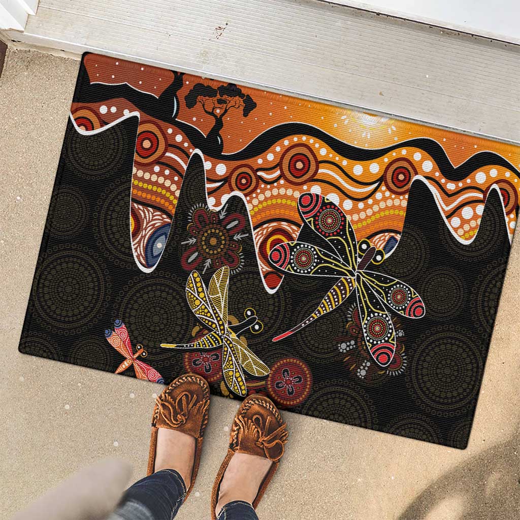 Dragonfly Aboriginal Australia Rubber Doormat Indigenous Art