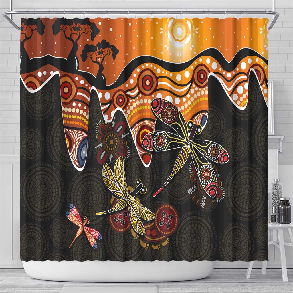 Dragonfly Aboriginal Australia Shower Curtain Indigenous Art