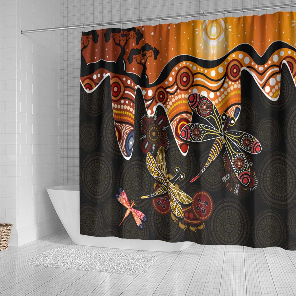 Dragonfly Aboriginal Australia Shower Curtain Indigenous Art
