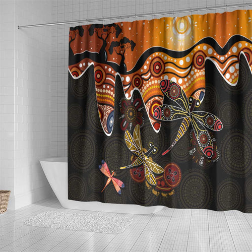 Dragonfly Aboriginal Australia Shower Curtain Indigenous Art