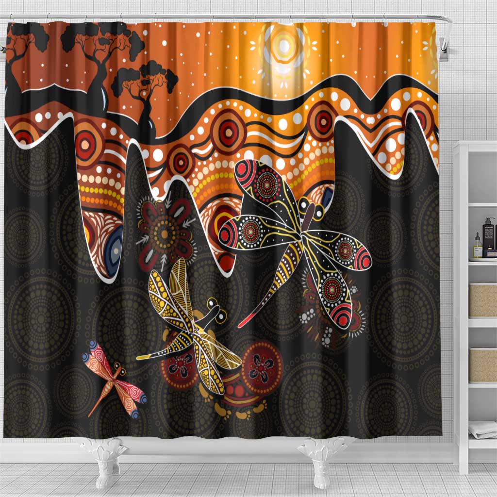 Dragonfly Aboriginal Australia Shower Curtain Indigenous Art