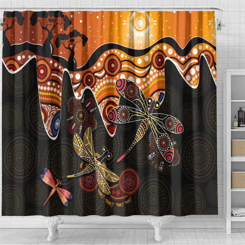 Dragonfly Aboriginal Australia Shower Curtain Indigenous Art