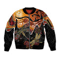 Dragonfly Aboriginal Australia Sleeve Zip Bomber Jacket Indigenous Art