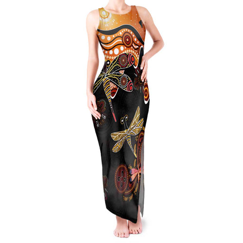 Dragonfly Aboriginal Australia Tank Maxi Dress Indigenous Art