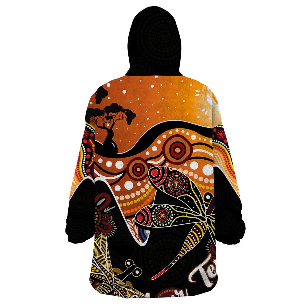 Dragonfly Aboriginal Australia Wearable Blanket Hoodie Indigenous Art