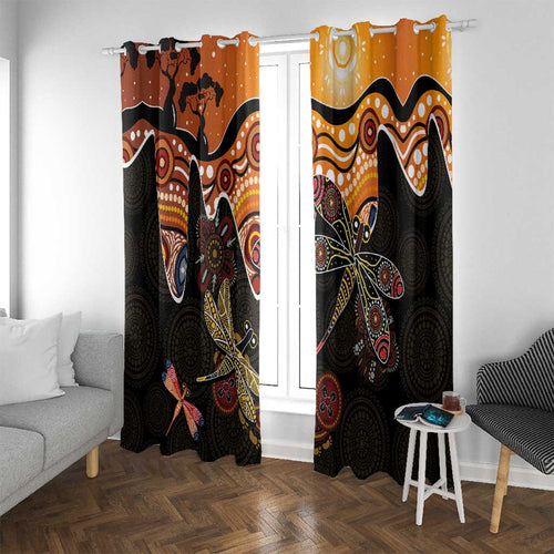 Dragonfly Aboriginal Australia Window Curtain Indigenous Art