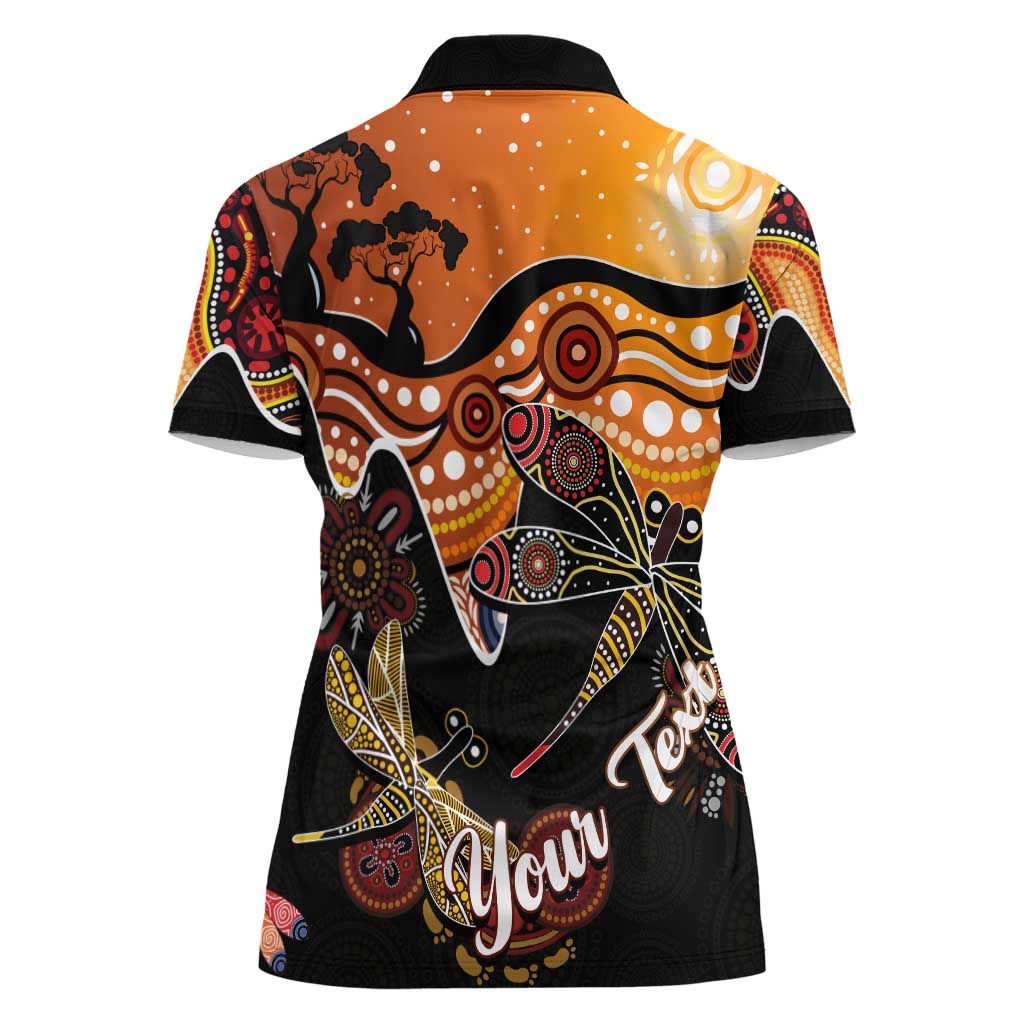Dragonfly Aboriginal Australia Women Polo Shirt Indigenous Art