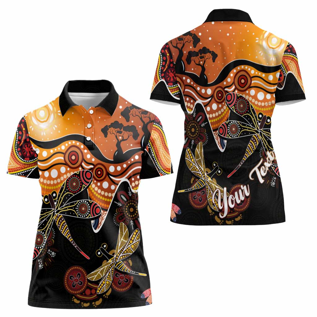Dragonfly Aboriginal Australia Women Polo Shirt Indigenous Art