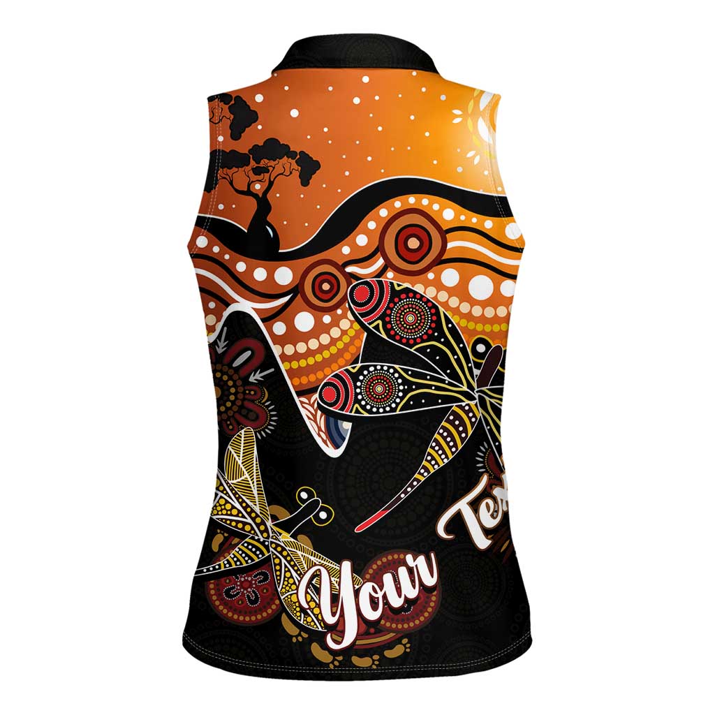 Dragonfly Aboriginal Australia Women Sleeveless Polo Shirt Indigenous Art