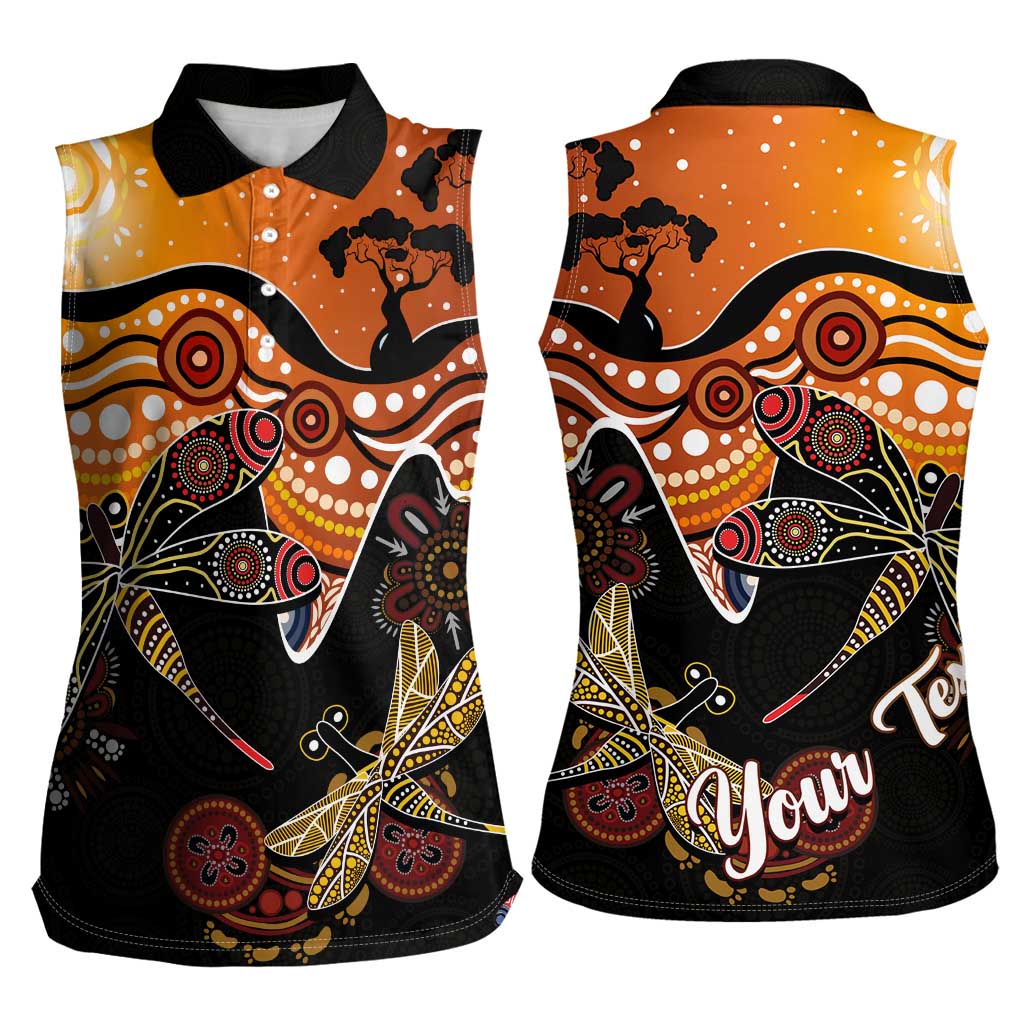 Dragonfly Aboriginal Australia Women Sleeveless Polo Shirt Indigenous Art