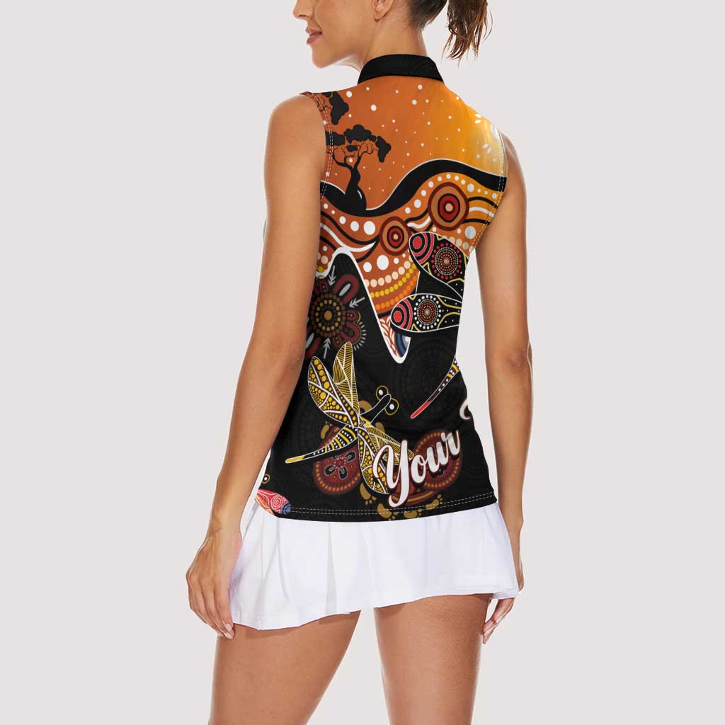 Dragonfly Aboriginal Australia Women Sleeveless Polo Shirt Indigenous Art