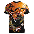 Dragonfly Aboriginal Australia Women V-Neck T-Shirt Indigenous Art
