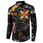 Lizard Aboriginal Australia Button Sweatshirt