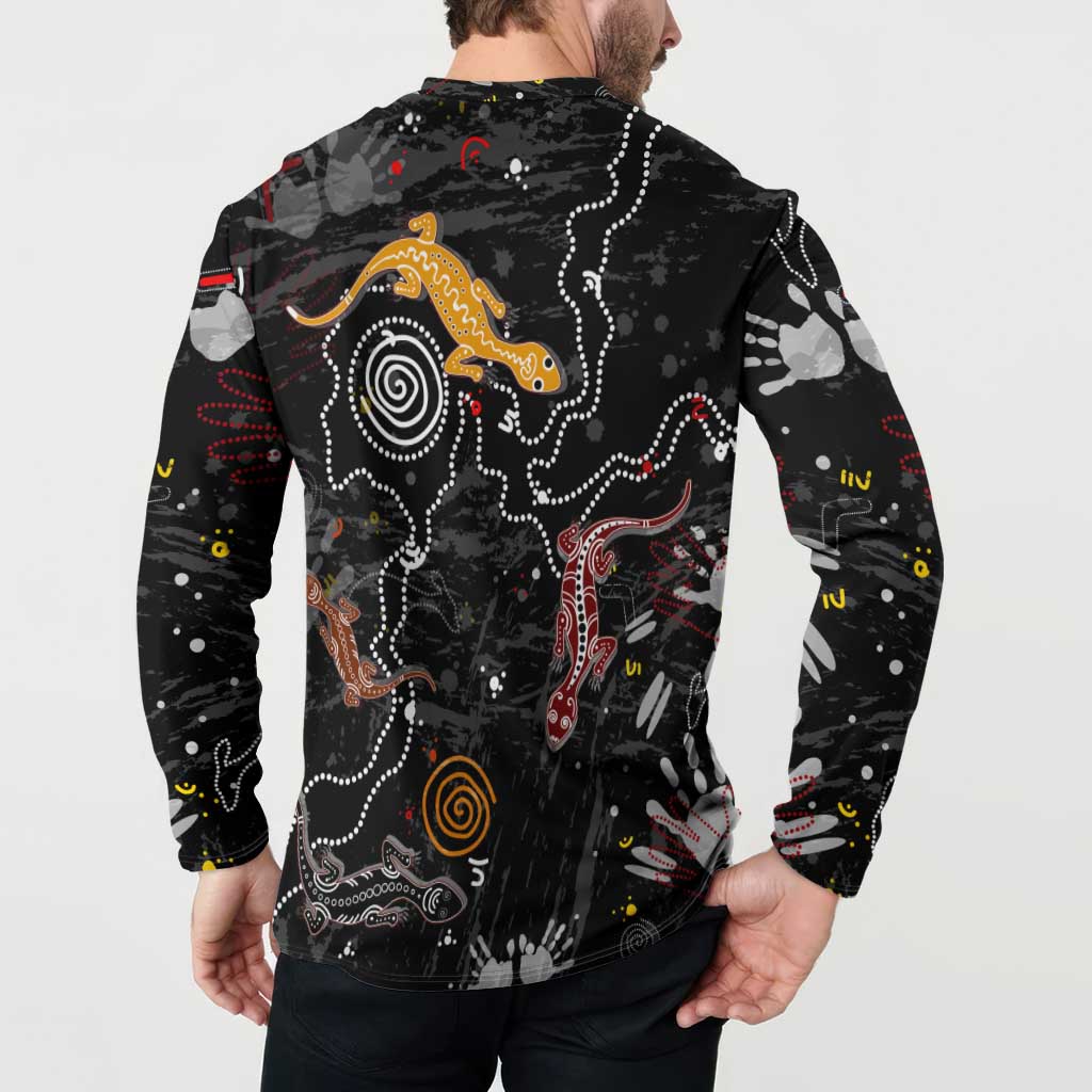 Lizard Aboriginal Australia Button Sweatshirt