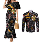 Lizard Aboriginal Australia Couples Matching Mermaid Dress and Long Sleeve Button Shirt