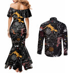 Lizard Aboriginal Australia Couples Matching Mermaid Dress and Long Sleeve Button Shirt